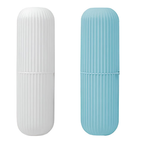 Capsule Shape Brush Holder for Travel | Portable Toothbrush Holder for Travel Toothbrush Storage Plastic Toothbrush Holder (Multi-Color, Pack of 2)