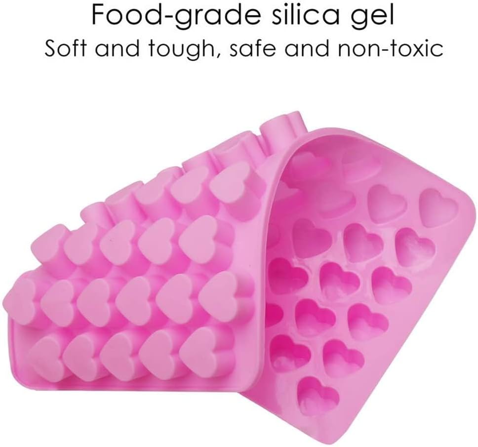 Heart Shaped Silicone Mold for Wax Melts 2PCS 55-Cavity Heart Valentine Chocolate Silicone Mould Candy Gummy Jelly Ice Cube Tray Soap Mold