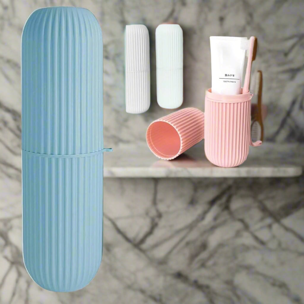 Capsule Shape Brush Holder for Travel | Portable Toothbrush Holder for Travel Toothbrush Storage Plastic Toothbrush Holder (Multi-Color, Pack of 2)
