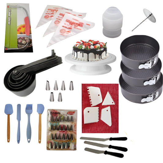 All in One Bakeware Cake Combo – Ultimate Cake Baking & Decorating Tools Set | Cake Decoration Kit| Combo Kitchen Tool Set | Baking Tools Cake Sets | Essential Cake Decorating Accessories