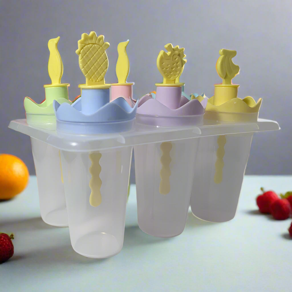 Bird & Fruit-Themed 6-Piece Popsicle Molds | BPA-Free Reusable Ice Cream & Kulfi Maker | DIY Frozen Treat Molds with Tray & Fruit-Shaped Sticks | Easy-Release Ice Lolly Moulds for Kids & Adults