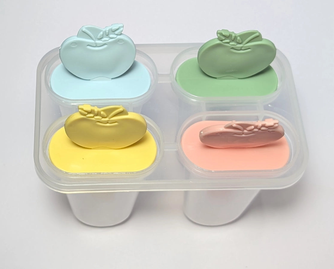 Candy Kulfi Maker Mould Reusable Ice Popsicle Mold 4 Cavity Ice Tray Pop Maker with Sleek Gray Design – BPA-Free, Food-Grade Plastic DIY Ice Cream Mold for Kids & Adults