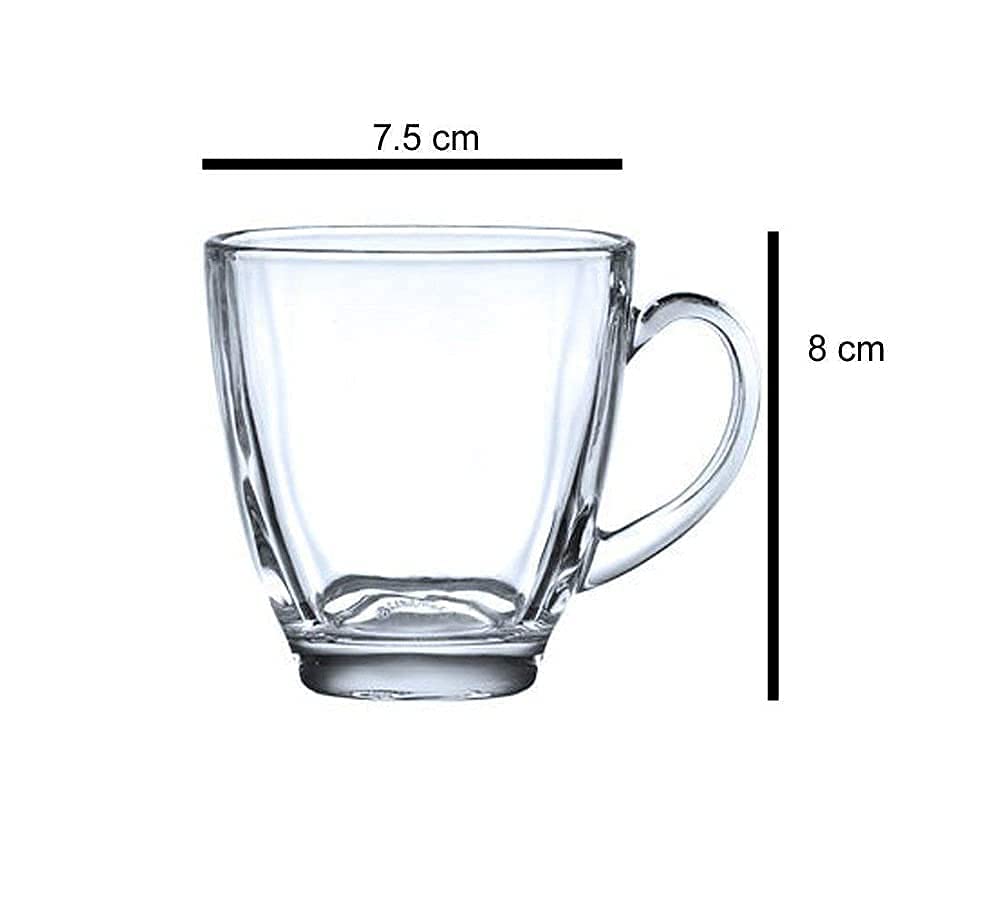 Pack of 6 Glass Tea Cup Set Square Transparent Glass Cups for Tea & Coffee Drinking Cup Set (Clear, Cup Set)