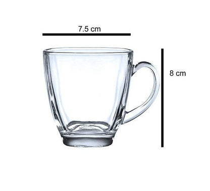 Pack of 6 Glass Tea Cup Set Square Transparent Glass Cups for Tea & Coffee Drinking Cup Set (Clear, Cup Set)
