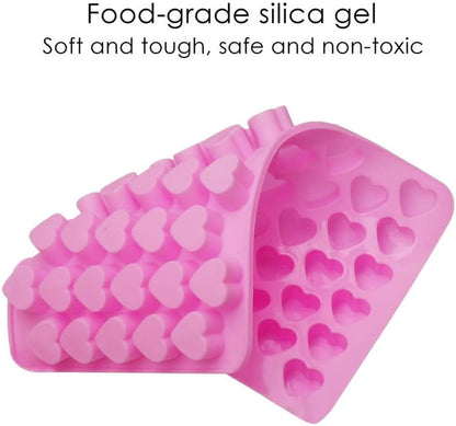 Heart Shaped Silicone Mold for Wax Melts 2PCS 55-Cavity Heart Valentine Chocolate Silicone Mould Candy Gummy Jelly Ice Cube Tray Soap Mold