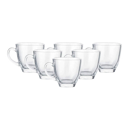 Pack of 6 Glass Tea Cup Set Square Transparent Glass Cups for Tea & Coffee Drinking Cup Set (Clear, Cup Set)