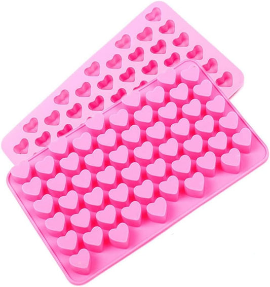 Heart Shaped Silicone Mold for Wax Melts 2PCS 55-Cavity Heart Valentine Chocolate Silicone Mould Candy Gummy Jelly Ice Cube Tray Soap Mold