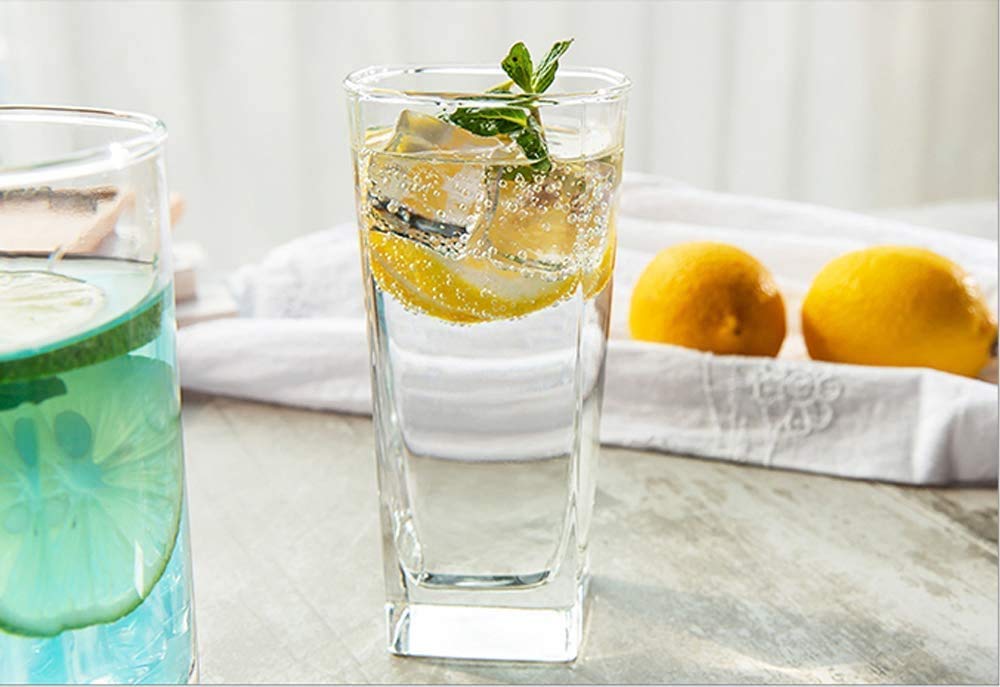 V Bright Premium Transparent Drinking Glass Set of 6 | Highball Water, Juice & Beverage Glasses | Heavy Bottom Crystal Clear Glass Tumblers for Kitchen, Party & Everyday Use – 300 ml