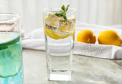 V Bright Premium Transparent Drinking Glass Set of 6 | Highball Water, Juice & Beverage Glasses | Heavy Bottom Crystal Clear Glass Tumblers for Kitchen, Party & Everyday Use – 300 ml