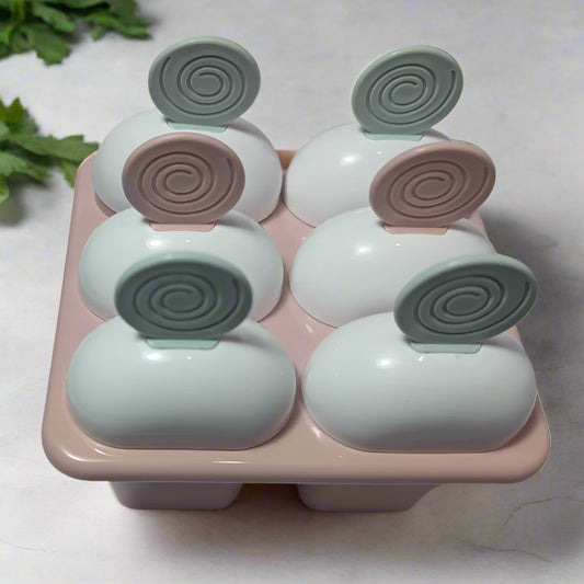 6-Cavity Ice Cream & Kulfi Mold Set – Reusable Plastic Popsicle Maker with Spiral Handle
