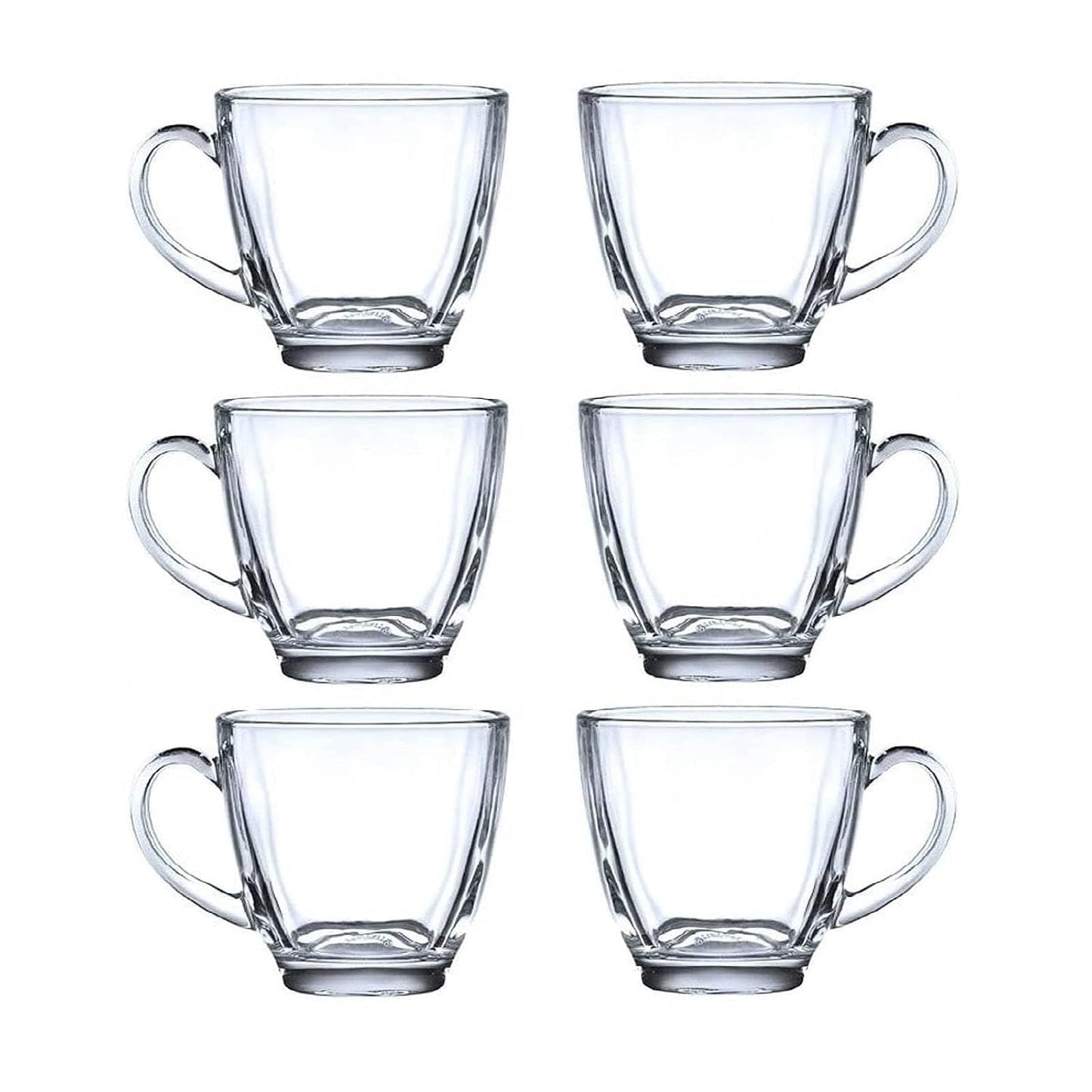 Pack of 6 Glass Tea Cup Set Square Transparent Glass Cups for Tea & Coffee Drinking Cup Set (Clear, Cup Set)
