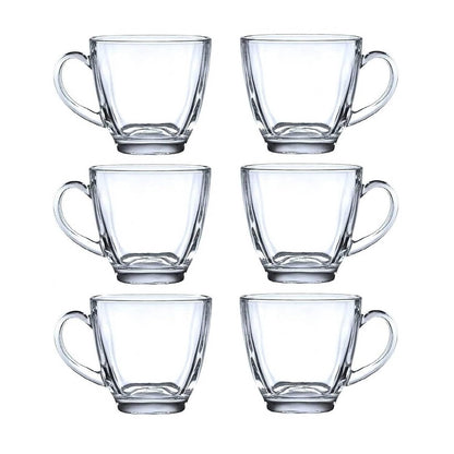 Pack of 6 Glass Tea Cup Set Square Transparent Glass Cups for Tea & Coffee Drinking Cup Set (Clear, Cup Set)