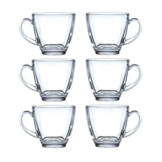 Pack of 6 Glass Tea Cup Set Square Transparent Glass Cups for Tea & Coffee Drinking Cup Set (Clear, Cup Set)