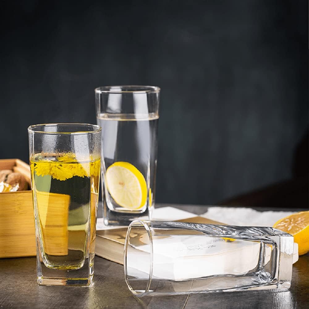 V Bright Premium Transparent Drinking Glass Set of 6 | Highball Water, Juice & Beverage Glasses | Heavy Bottom Crystal Clear Glass Tumblers for Kitchen, Party & Everyday Use – 300 ml
