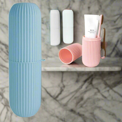 Capsule Shape Brush Holder for Travel | Portable Toothbrush Holder for Travel Toothbrush Storage Plastic Toothbrush Holder (Multi-Color, Pack of 2)