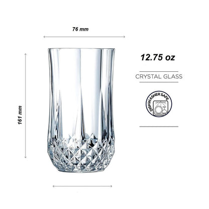 V Bright (Pack of 6) Drinking Glasses Set of 6 - 12.5 CM for Water, Juice, Beer, Wine, Cocktails, Glass Set Water/Juice Glass