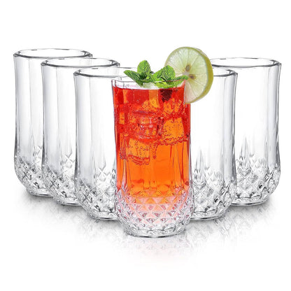 V Bright (Pack of 6) Drinking Glasses Set of 6 - 12.5 CM for Water, Juice, Beer, Wine, Cocktails, Glass Set Water/Juice Glass