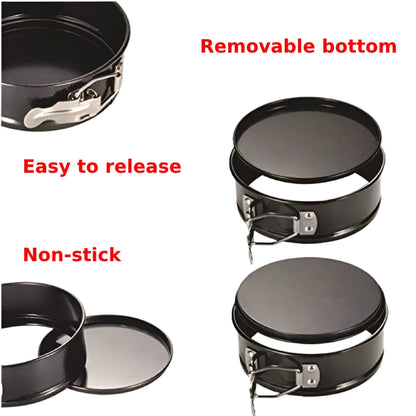 Teflon Coated Spring  Cake Mould Pan Set – Round Bakeware Sets 3pcs Round Shape Cake Mould 3pc Set (18-20-22cm) - High-Quality Cake Moulds for Various Sized Cakes