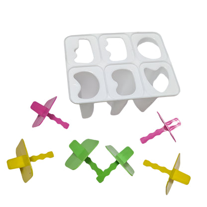 Ice Cream Popsicle Mould | 6-Cavity Ice Candy Maker | DIY Kulfi & Frozen Treat Maker | Reusable Ice Lolly Mould with Sticks