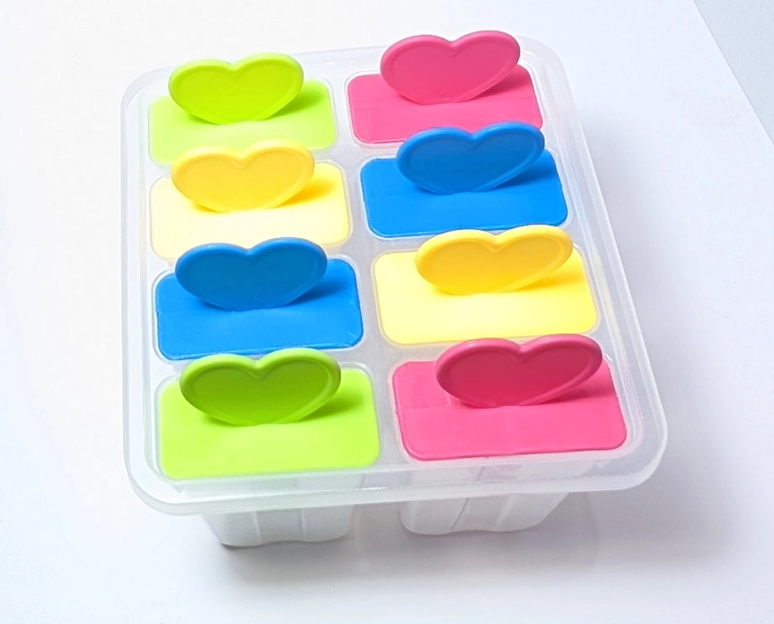 6 Cavity Heart Shaped Popsicle Molds | BPA-Free Reusable Ice Cream & Kulfi Maker | DIY Frozen Treat Moulds with Tray & Sticks | Easy-Release Ice Lolly Molds for Kids & Adults