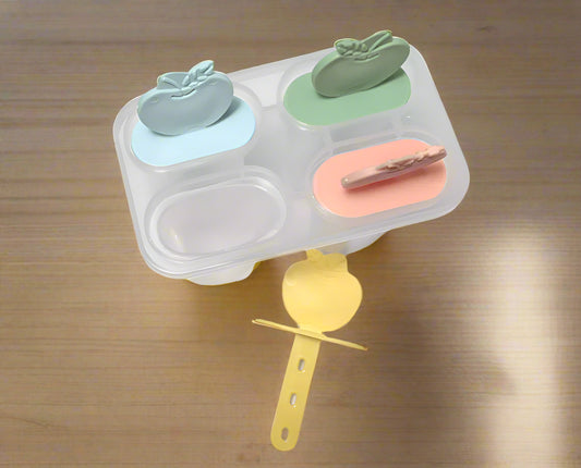 Premium Reusable Popsicle Molds – 4-Cavity Ice Pop Maker with Sleek Gray Design