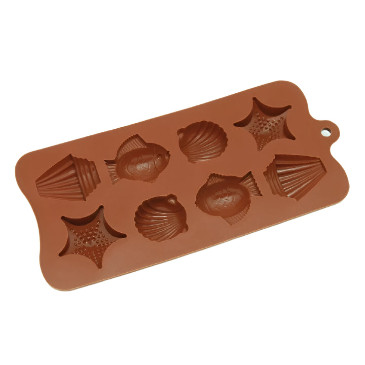Silicone Seashell, Fish, Whelk and Starfish Chocolate Mould  8 Cavity | Melting Star and Fish Shape Chocolate Mould  (Star Fish)