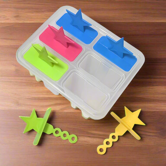 Star-Shaped Ice Pop Mold Set – 6-Cavity Popsicle, Kulfi & Ice Candy Maker