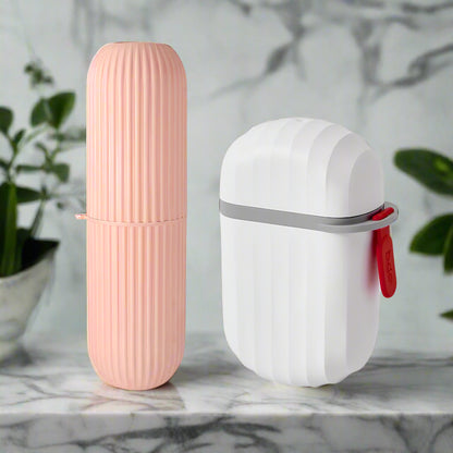 2 Pack Travel Toothbrush Holder Travel Soap Case Travel Soap Portable Box Leak Proof Toothpaste Storage Kit for Traveling, Bathroom, Camping, School, Gym, Outdoor (2 Piece)