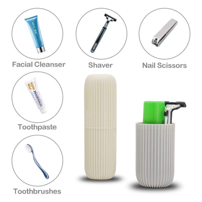 Capsule Shape Brush Holder for Travel | Portable Toothbrush Holder for Travel Toothbrush Storage Plastic Toothbrush Holder (Multi-Color, Pack of 2)